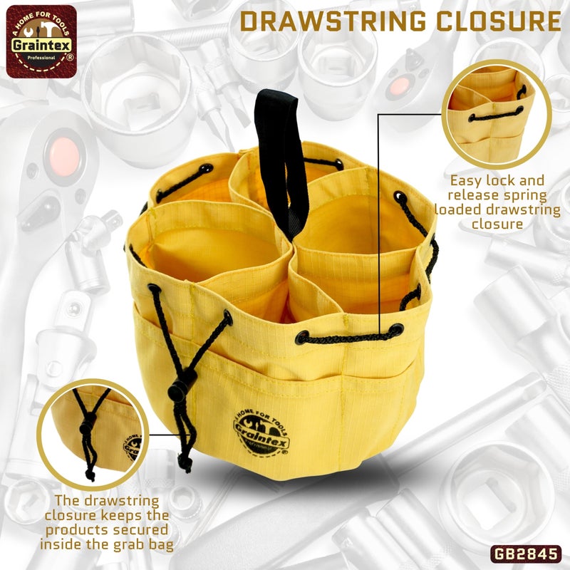 Graintex 18 Pocket Grab Bags Set of 3 Pcs Rip-Stop Canvas, Drawstring Closure, Small Parts Organizer Bag, Small Tools, Screws, Parts, Parachute Tool Bag, Parachute Tool Organizer for Essential Items - Image 5